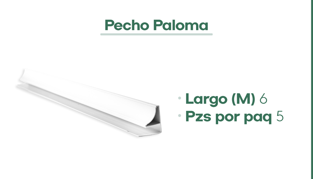 Dimensiones de la Moldura Pecho Paloma para plafon de PVC
